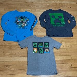 Bundle of Minecraft Graphic T-Shirts - Blue, Navy Blue and Gray